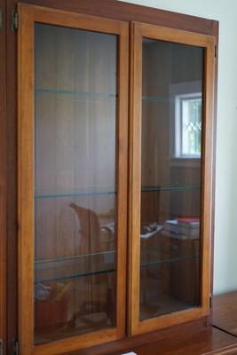 PERFECT CABINETRY UNIT FOR THE COLLECTOR. GLASS DOOR SECTIONS/ DESK / SHELF UNIT