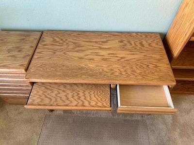 DESK WITH 3 DRAWER CHEST, CHAIR AND FLOOR MAT