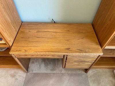 SOLID WOOD DESK WITH CHAIR AND FLOOR MAT