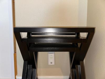 3 NESTING SIDE TABLES AND A METAL ABSTRACT WALL ART
