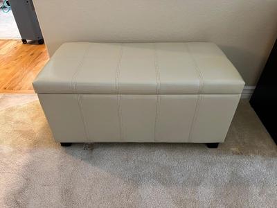 IVORY COLORED BENCH WITH STORAGE