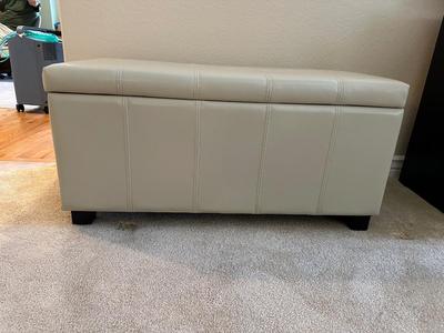 IVORY COLORED BENCH WITH STORAGE