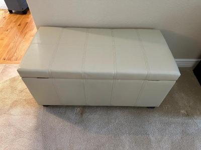 IVORY COLORED BENCH WITH STORAGE