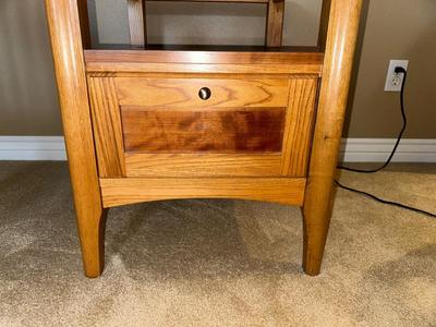 2 TIER GLASS TOP END TABLE WITH A DRAWER