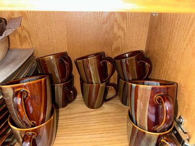 HUGE SET OF SANGO AVANTI BROWN DINNERWARE W/EXTRAS (12 PLACE SETTING)