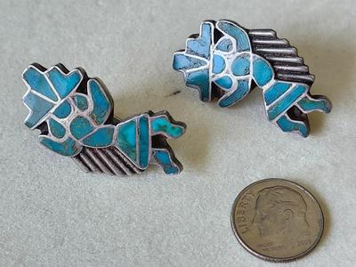 Zuni Pueblo Vintage Rainbow Man Mosaic earrings