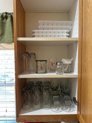 GLASS DRINKWARE AND ICE CUBE TRAYS