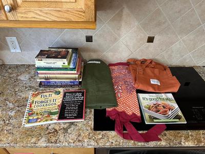 COOK BOOKS AND APRONS