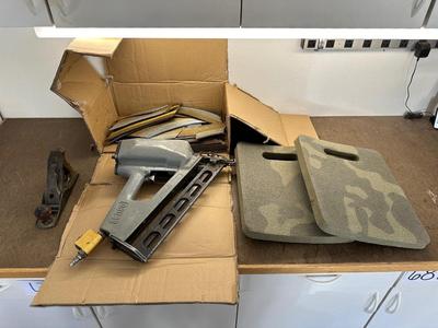 SENCO AIR NAIL GUN, NAILS, WOOD PLANE AND KNEE PADS