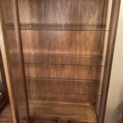 LIGHTED DREXEL WOODBRIAR MID-CENTURY HUTCH
