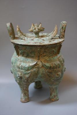ANTIQUE CHINESE BRONZE DING FOOD CENSER POSSIBLE SONG DYNASTY