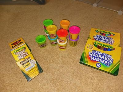 PLAY-DOH, WASHABLE MARKERS & A VARIETY OF CRAYONS