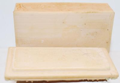 Heavy Engraved Flower Design Alabaster-Styled Trinket Box 3¾" x 1¾" x 1¼"