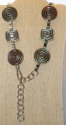 Belt Or Necklace with Swirls, Squares and Circles 32" - 35" L