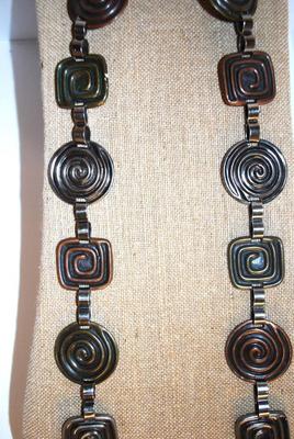 Belt Or Necklace with Swirls, Squares and Circles 32" - 35" L