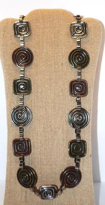 Belt Or Necklace with Swirls, Squares and Circles 32" - 35" L
