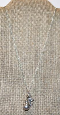 Faux Pearl & Cross PENDANTS (1") on an Adjustable Necklace Chain 14"-18" L