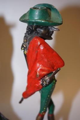 PAIR OF NOUVEAU ERA ITALIAN BRONZE "SINISTER MANNER" FIGURES CANDLEHOLDERS OF 14" SIGNED