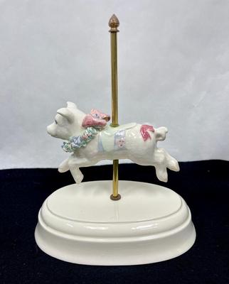 Carousel Pig Figurine with Floral Trim