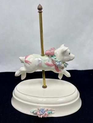 Carousel Pig Figurine with Floral Trim