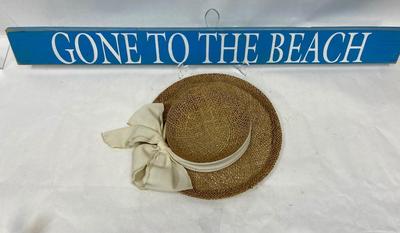 Wall Hanging & Hat "Gone to the Beach" hand-painted Sign