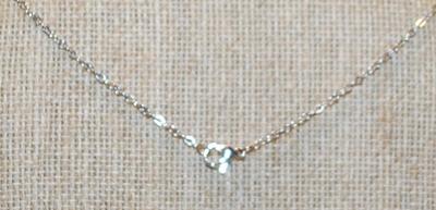 "V" Shaped Surround with a Pear Cut Deep Blue Stone PENDANT (½" x ½") on a Silver Tone Necklace Chain 17" L