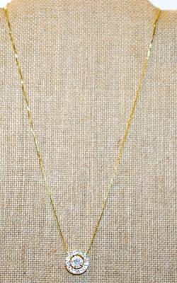 "Circle of Brilliant Stones" PENDANT (½" Diameter) on a Gold Tone Necklace Chain 17" L