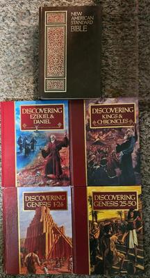 1970s Book Lot Bible and Bible 4 Volume Study Books