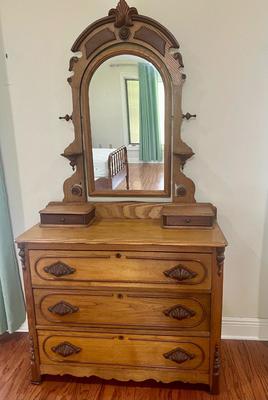 Antique Victorian Dresser with Adjustable Mirror