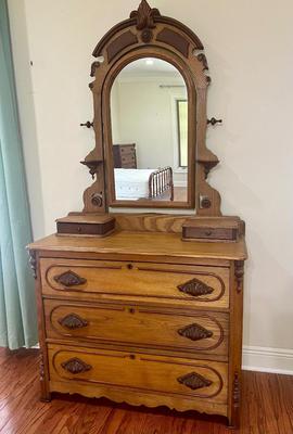 Antique Victorian Dresser with Adjustable Mirror