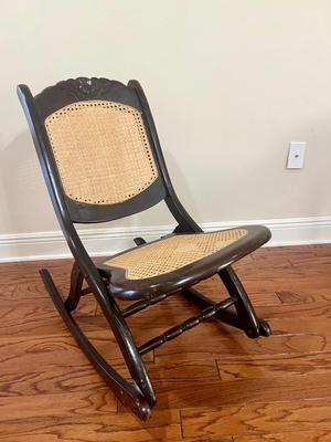 Vintage Folding Cane Rocking Chair
