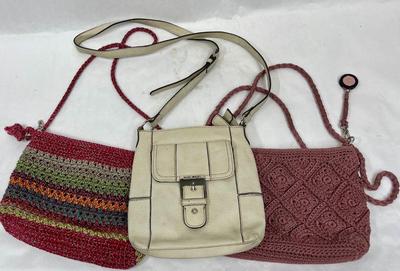 Vintage Purse lot - one Nine West white leather and 2 fabric The Sac