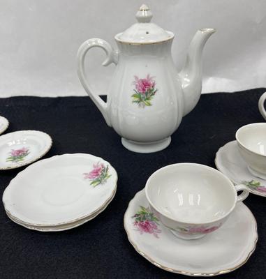Child's Porcelain Tea Set - white with pink roses