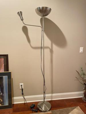 Brushed Nickel Two-Head Dimmable IKEA Floor Lamp (GB1-SS)