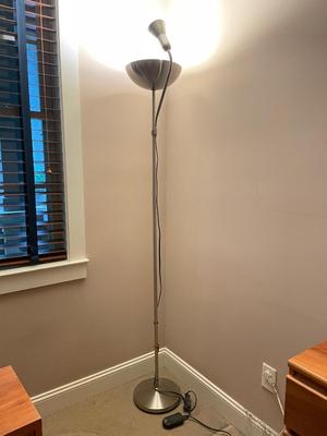 Brushed Nickel Two-Head Dimmable IKEA Floor Lamp (GB1-SS)