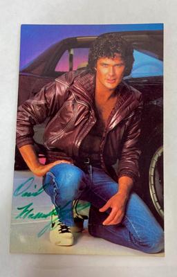 Autographed David Hasselhoff Knight Rider Fan Club Photo Postcard