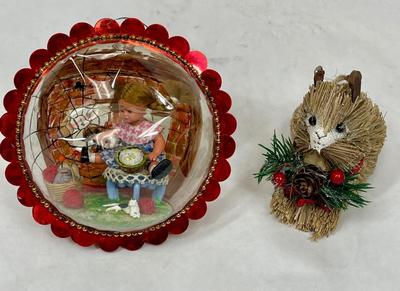 Vintage Christmas Ornaments - Diorama & Rustic Squirrel