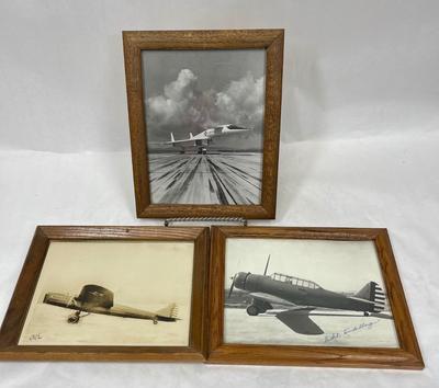Lot of 3 Framed Military Aircraft Photos