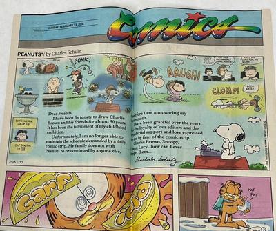 Charles Schultz Last Comic Strip Peanuts Sunday Feb 13 2000