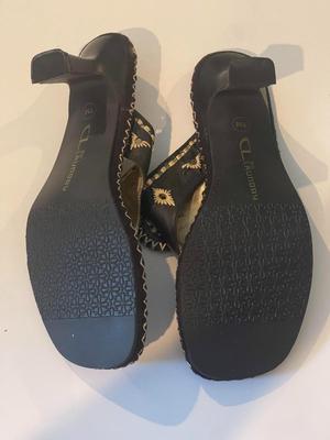 Brand New ladies black and gold heeled sandals by CL by Launday Size 6.5