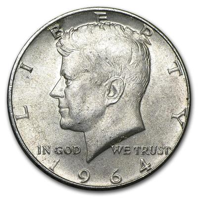 $10 FV 90% Silver 1964 Kennedy Half Dollars