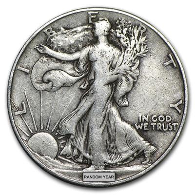 $10 FV 90% Silver Walking Liberty Half Dollar