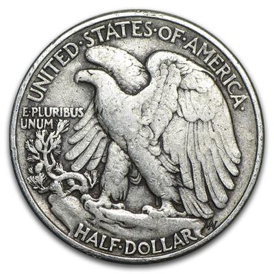 $10 FV 90% Silver Walking Liberty Half Dollar