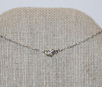 Clear Heart Stone Inside a Heart Shaped Stone Surround PENDANT (½" x ½ ") on a Silver Tone Necklace Chain 17" L