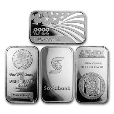 1 oz Silver Bar - Brand Varies - Secondary Market - Qty 5