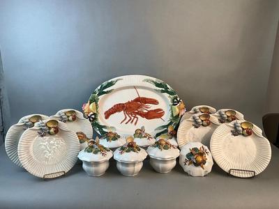 1177 Large Collections of Fitz & Floyd Lobster and Italian Bowls and Plates