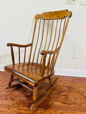 Large Nichols & Stone Co. Hardwood Curved Back Rocking