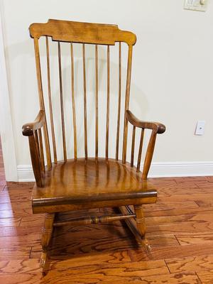 Large Nichols & Stone Co. Hardwood Curved Back Rocking