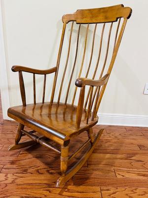 Large Nichols & Stone Co. Hardwood Curved Back Rocking