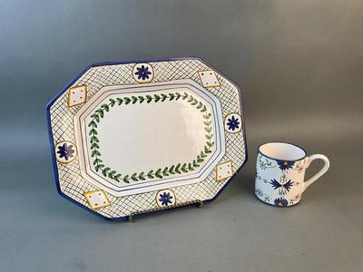 1225 Portuguese FFA Malveira Marques Handpainted Platter and Mug